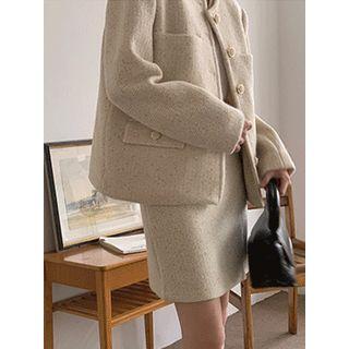 Slit-front Melange Skirt