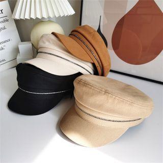Rhinestone Trim Plain Beret