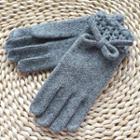 Bow Accent Knit Touchscreen Gloves