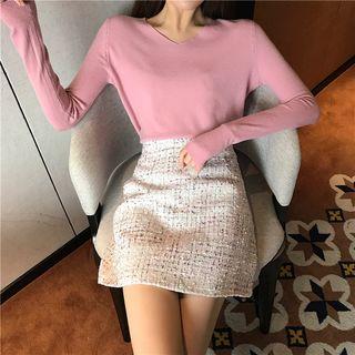 Tweed Mini A-line Skirt