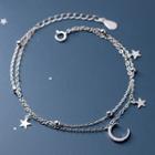 Moon & Star Layered Sterling Silver Bracelet Silver - One Size