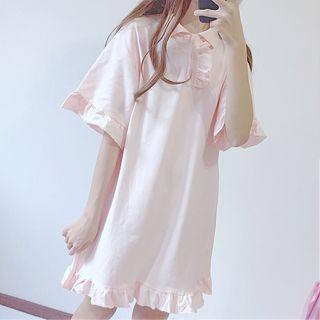 Frill Trim Short-sleeve Polo Dress