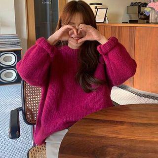 Chunky-knit Sweater Fuchsia - One Size