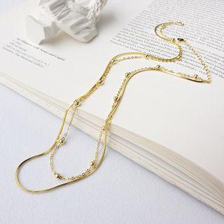 925 Sterling Silver Layered Necklace As Shown In Figure - One Size