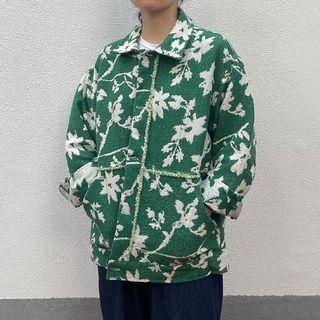 Long-sleeve Leaf Print Frill Trim Jacket