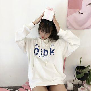 Long-sleeve Lettering Hooded Sweater