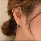 Flower Alloy Dangle Earring 1 Pair - Gold & Black - One Size