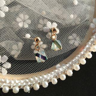 Faux Crystal Ear Stud 1 Pair - Stud Earrings - Sterling Silver - Iridescent - One Size