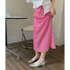 Shirred Midi Pencil Skirt Pink - One Size