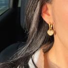 Heart Shell Alloy Dangle Earring 1 Pair - Double Sided Earrings - Black & White & Gold - One Size