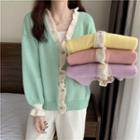 Contrast Ruffle Trim Cardigan