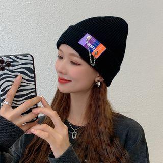 Chained Applique Knit Beanie