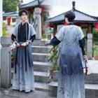 Traditional Chinese Bamboo Print Jacket / Wrap Top / Maxi Skirt / Wrist Cuff / Set