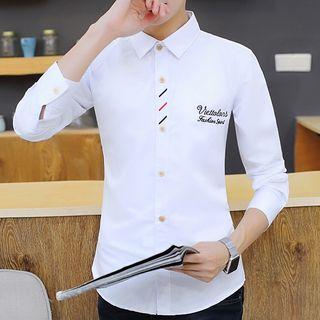 Letter Embroidered Slim Fit Shirt