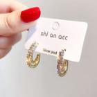 Rhinestone Open Hoop Earring 1 Pair - E1979 - Gold - One Size