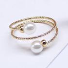 Faux Pearl Wrap Around Alloy Ring As Shown In Figure - One Size