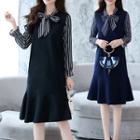 Bow Long-sleeve Blouse Dress