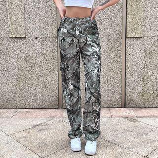Printed High Waist Cargo Pants