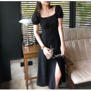 Short-sleeve Plain Dress / Short-sleeve Plain Midi Dress