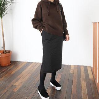 Band-waist Padded Midi Skirt