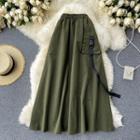 Plain Big-pocket A-line Skirt