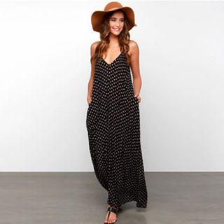 Dotted Maxi Strappy Dress