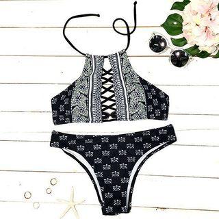 Crisscross Front Patterned Tankini