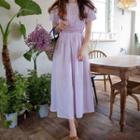 Pintuck-trim Stripe Dress Pink - One Size