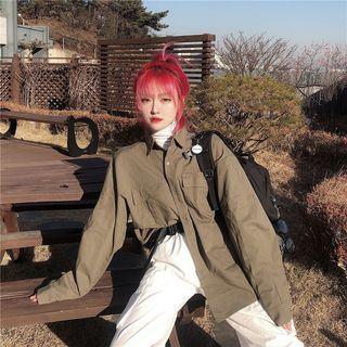 Pocket Detail Shirt Army Green - One Size