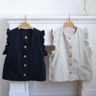 Frill-trim Button-up Vest