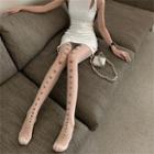 Heart Print Tights Nude - One Size