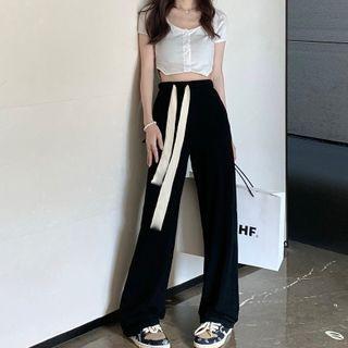 Set : Cropped Top + High-waist Sweatpants