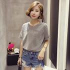 Frilled Lettering Short-sleeve T-shirt
