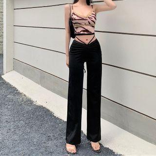 Sleeveless Print Top / Straight Leg Pants