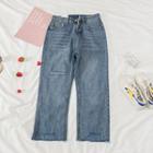 Asymmetric Hem Straight-cut Jeans