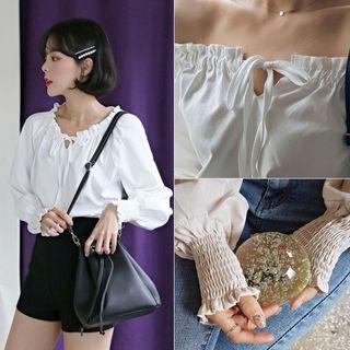 Two-way Smocked-cuff Top