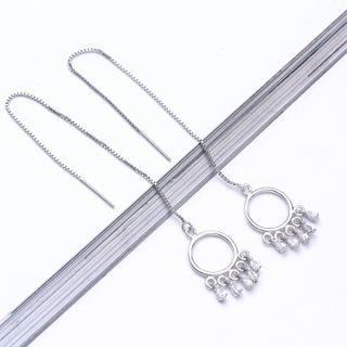 925 Sterling Silver Rhinestone Dream Catcher Threader Earring Silver - One Size