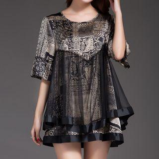 Patterned Layered Chiffon Blouse