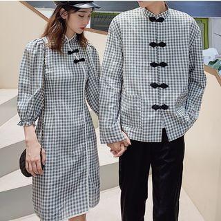 Couple Matching Long-sleeve Traditional Chinese Top / Elbow-sleeve Dress