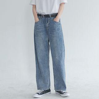 High Waist Wide-leg Jeans Blue - One Size