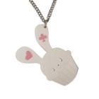 Xl Sweet White Bunny Cupcake Of Heart Silver Long Necklace