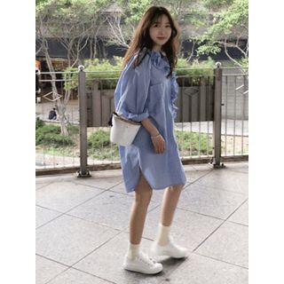 Frilled-detail Striped Dress