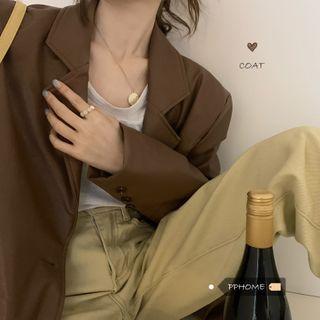 Single Breasted Faux Leather Blazer