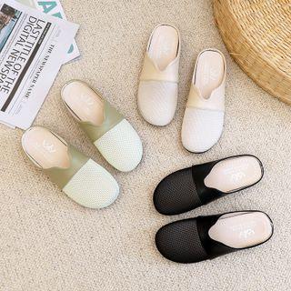 Round-toe Mesh Panel Flat Mules