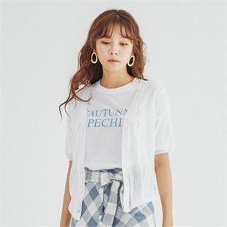 Short-sleeve Cable-knit Light Cardigan