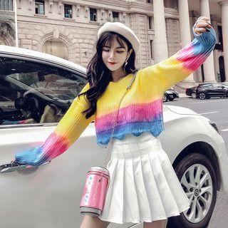 Cropped Ombr  Sweater As Shown In Figure - One Size