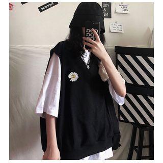 Elbow-sleeve T-shirt / V-neck Vest