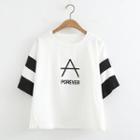 Letter Colour Block Short-sleeve Top