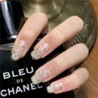 Glitter Faux Nail Tips 309 - Glue - Silver - One Size