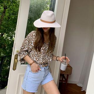 Soft-touch Leopard Shirt Brown - One Size